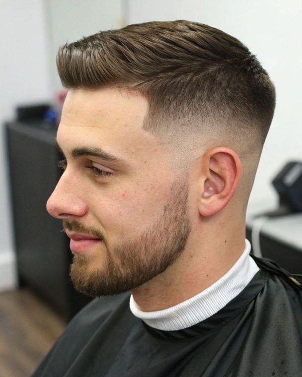 Side-part fade, clean lineup